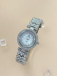 The Pave link watch silver tone